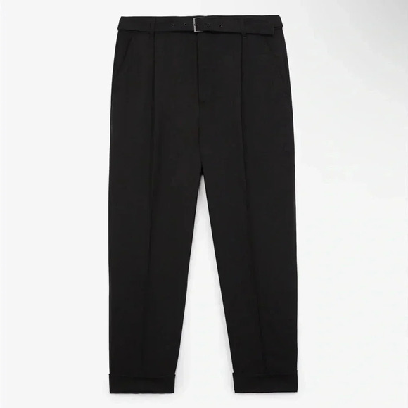 The Kooples Women’s Wide Tapered Cuffed High Rise Black Wool Trousers Waist 34” - Picture 1 of 11